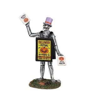 LEMAX Spooky Town " Sandwich Board Skeleton" Halloween Village Figure